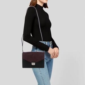 Kate Spade Hyde Place Sayra Flap Front Crossbody Purse In Black & Aubergine NWT